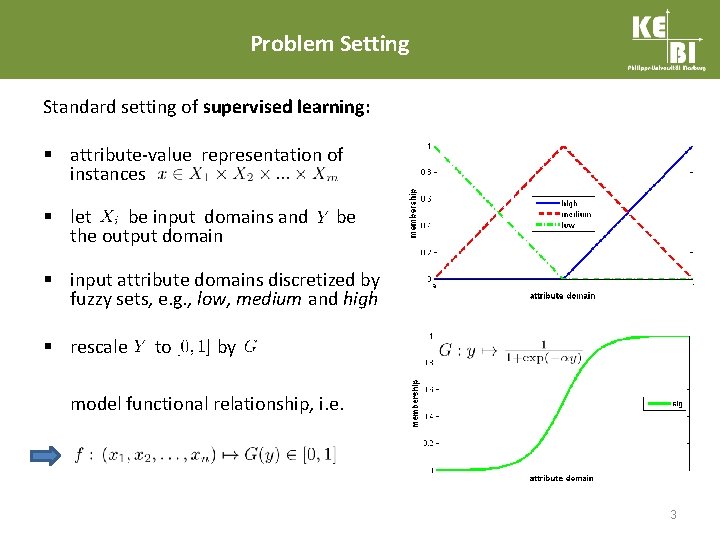 Problem Setting Standard setting of supervised learning: § attribute-value representation of instances § let