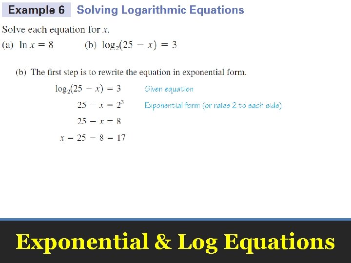 Exponential & Log Equations 