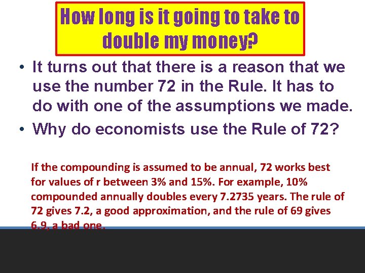 How long is it going to take to double my money? • It turns