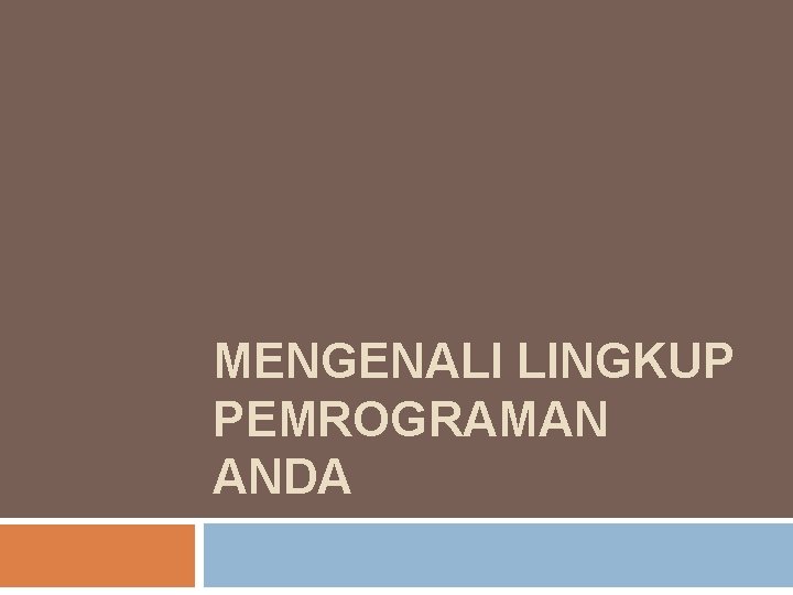 MENGENALI LINGKUP PEMROGRAMAN ANDA 