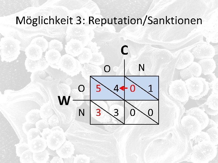 Möglichkeit 3: Reputation/Sanktionen C N O W O 5 4 0 1 N 3