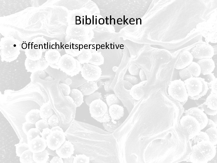 Bibliotheken • Öffentlichkeitsperspektive 