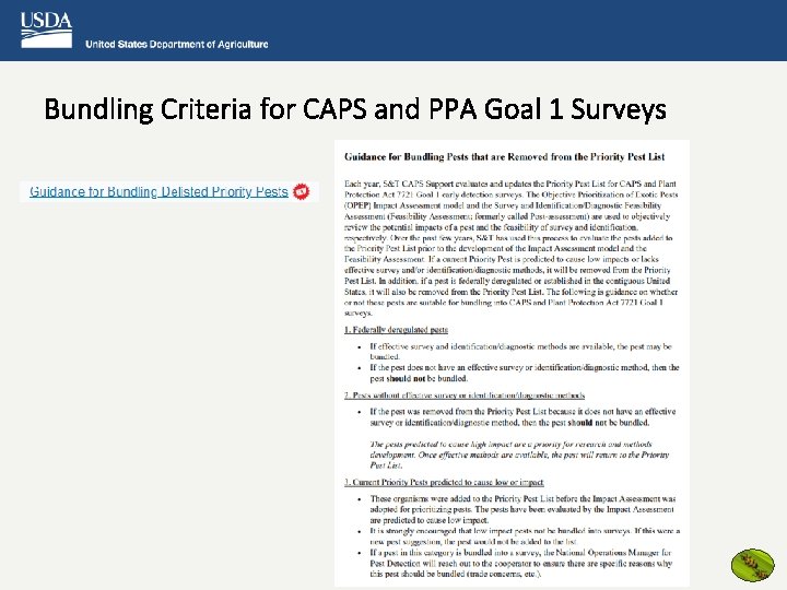 Bundling Criteria for CAPS and PPA Goal 1 Surveys 