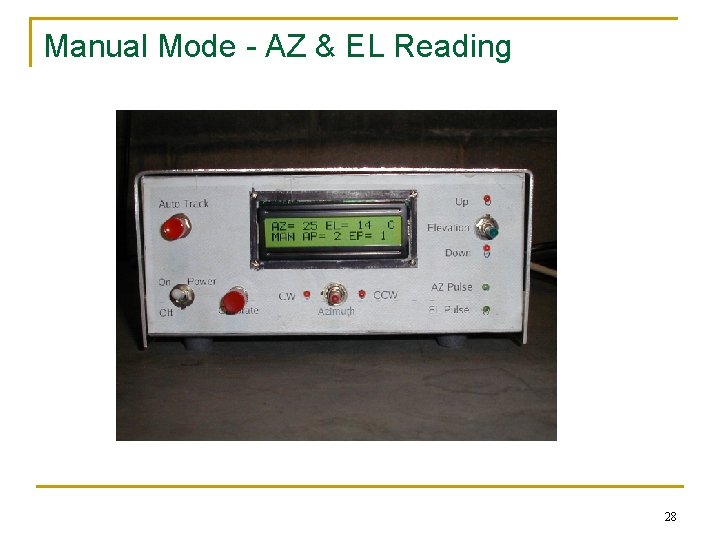 Manual Mode - AZ & EL Reading 28 