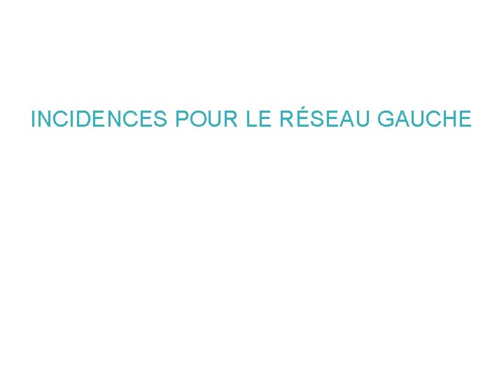 INCIDENCES POUR LE RÉSEAU GAUCHE 