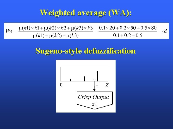 Weighted average (WA): Sugeno-style defuzzification 