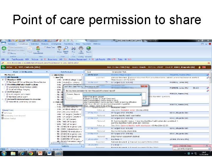 Point of care permission to share 