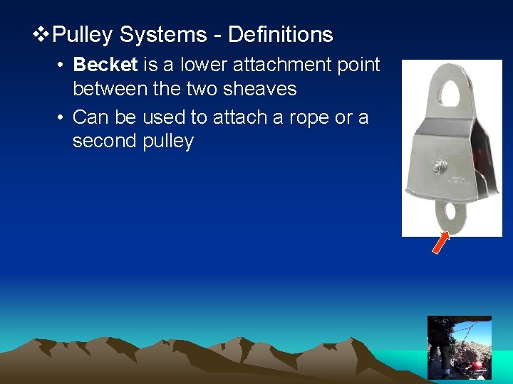 v. Pulley Systems - Definitions • Becket is a lower attachment point between the