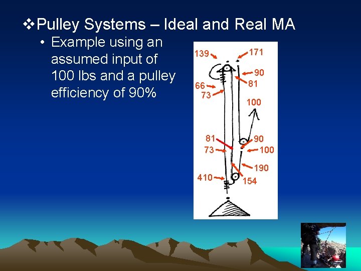 v. Pulley Systems – Ideal and Real MA • Example using an assumed input