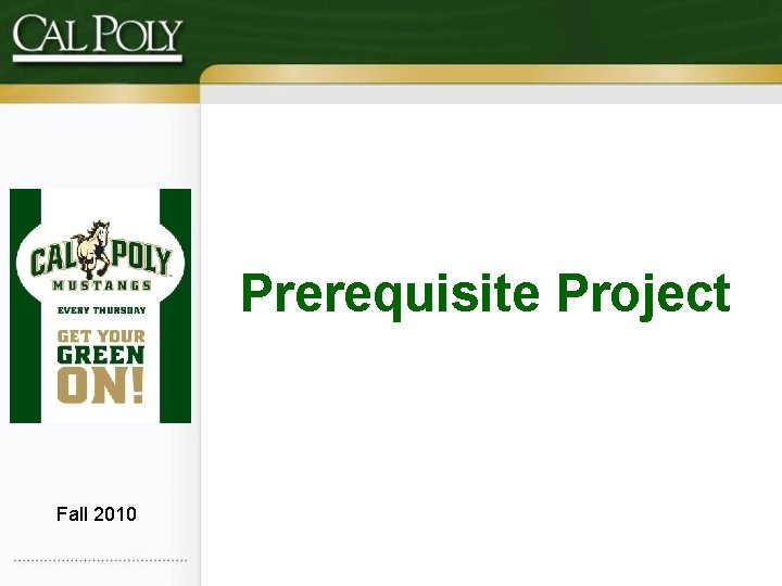 Prerequisite Project Fall 2010 