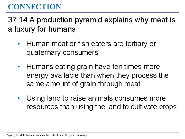 CONNECTION 37. 14 A production pyramid explains why meat is a luxury for humans