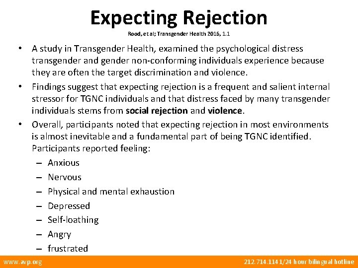 Expecting Rejection Rood, et al; Transgender Health 2016, 1. 1 • A study in