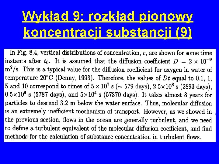 Wykład 9: rozkład pionowy koncentracji substancji (9) 