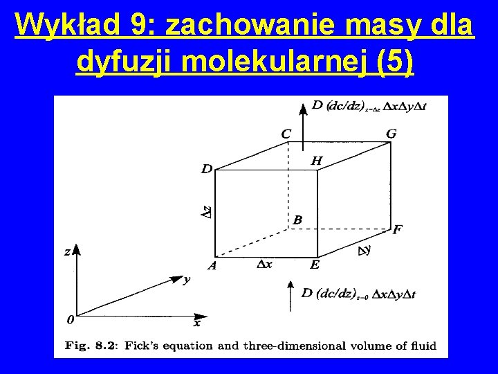 Wykład 9: zachowanie masy dla dyfuzji molekularnej (5) 