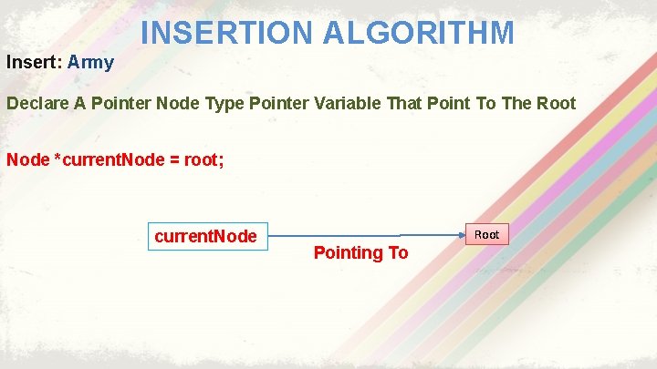 INSERTION ALGORITHM Insert: Army Declare A Pointer Node Type Pointer Variable That Point To