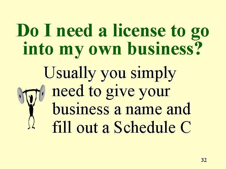 Do I need a license to go into my own business? Usually you simply