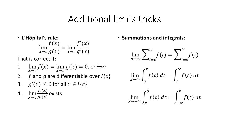 Additional limits tricks • • 