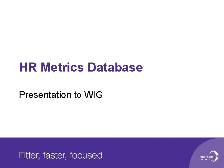 HR Metrics Database Presentation to WIG 