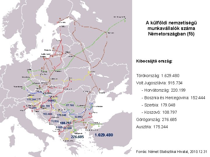 A külföldi nemzetiségű munkavállalók száma Németországban (fő) Kibocsájtó ország: Törökország: 1. 629. 480 Volt