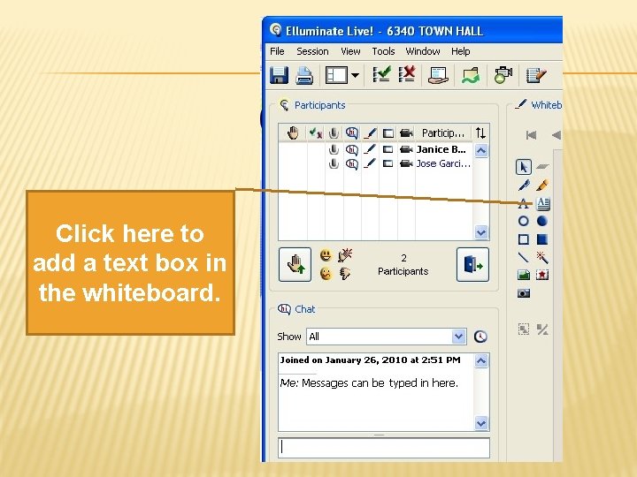 Click here to add a text box in the whiteboard. 