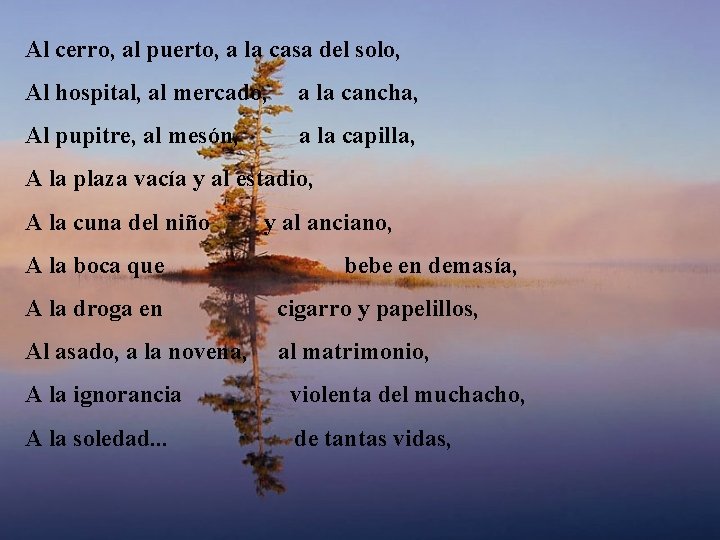 Al cerro, al puerto, a la casa del solo, Al hospital, al mercado, a