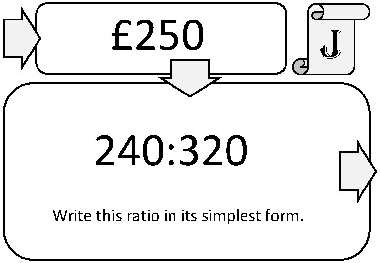 £ 250 240: 320 Write this ratio in its simplest form. j 