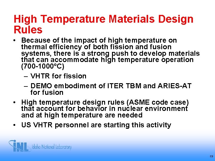High Temperature Materials Design Rules • Because of the impact of high temperature on High Temperature Materials Design Rules • Because of the impact of high temperature on