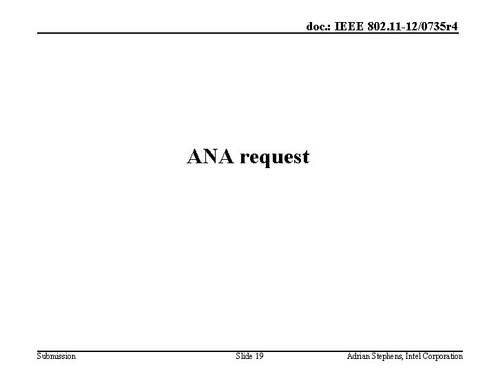 doc. : IEEE 802. 11 -12/0735 r 4 ANA request Submission Slide 19 Adrian