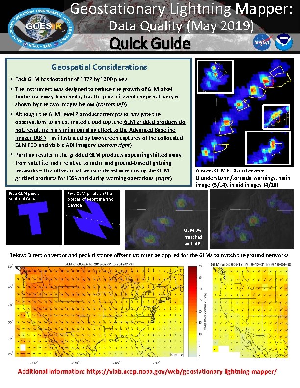 Geostationary Lightning Mapper: Data Quality (May 2019) Quick Guide Geospatial Considerations § Each GLM
