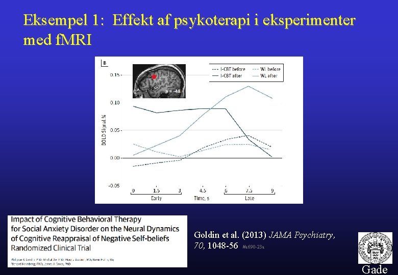 Eksempel 1: Effekt af psykoterapi i eksperimenter med f. MRI Goldin et al. (2013)