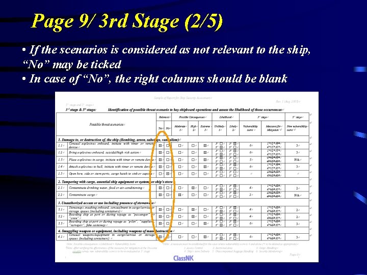 Page 9/ 3 rd Stage (2/5) • If the scenarios is considered as not