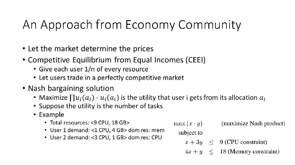 An Approach from Economy Community • An Approach from Economy Community •