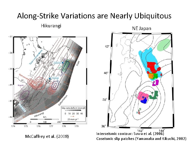 Along-Strike Variations are Nearly Ubiquitous Hikurangi Mc. Caffrey et al. (2008) NE Japan Interseismic