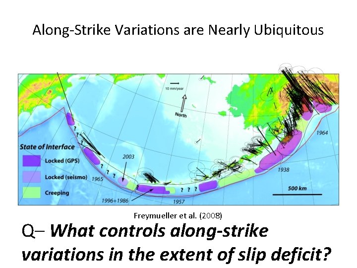 Along-Strike Variations are Nearly Ubiquitous Freymueller et al. (2008) Q– What controls along-strike variations