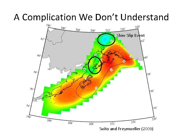 A Complication We Don’t Understand Slow Slip Event Suito and Freymueller (2009) 