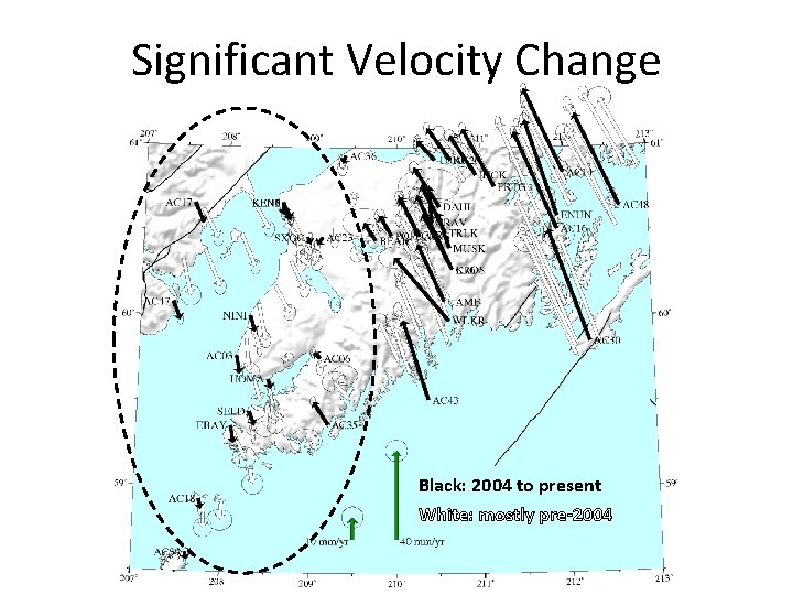 Significant Velocity Change Black: 2004 to present White: mostly pre-2004 