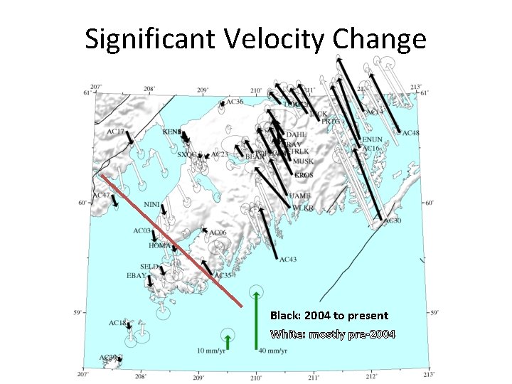 Significant Velocity Change Black: 2004 to present White: mostly pre-2004 