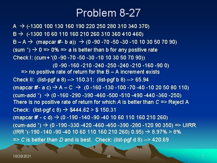 Problem 8 -27 A (-1300 130 160 190 220 250 280 310 340 370)