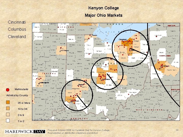 Kenyon College Major Ohio Markets Cincinnati Columbus Cleveland Matriculants Admits by County 35 or