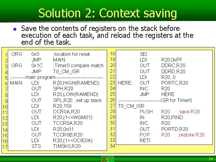 Solution 2: Context saving n 1 2 3 4 5 6 7 8 9
