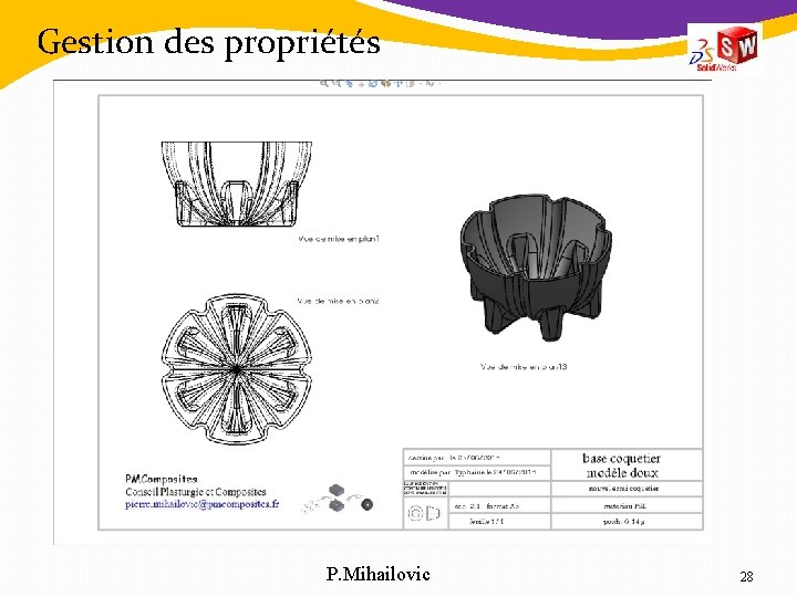 Gestion des propriétés P. Mihailovic 28 Gestion des propriétés P. Mihailovic 28