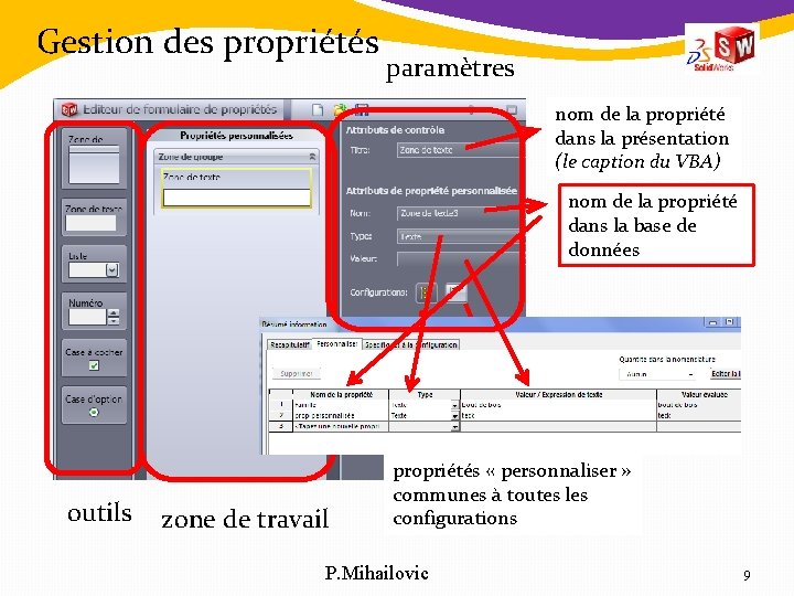 Gestion des propriétés paramètres nom de la propriété dans la présentation (le caption du Gestion des propriétés paramètres nom de la propriété dans la présentation (le caption du
