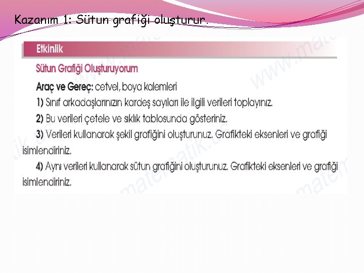 Kazanım 1: Sütun grafiği oluşturur. 