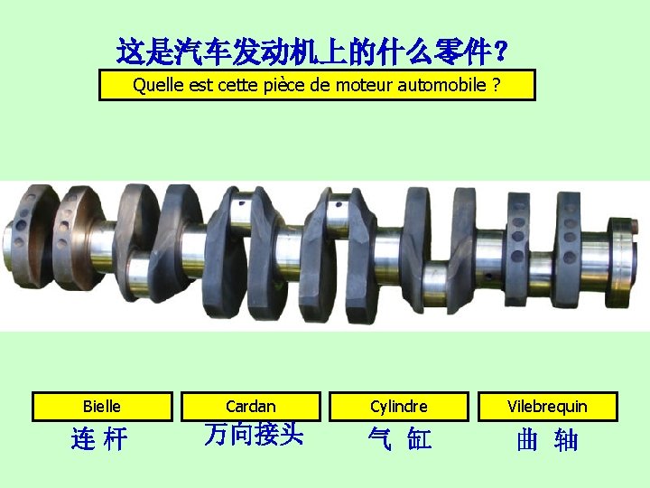 这是汽车发动机上的什么零件？ Quelle est cette pièce de moteur automobile ? Bielle Cardan Cylindre Vilebrequin 连杆