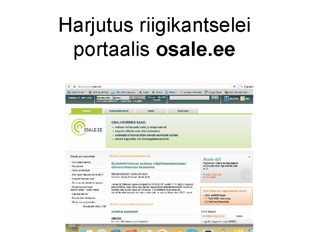 Harjutus riigikantselei portaalis osale. ee 