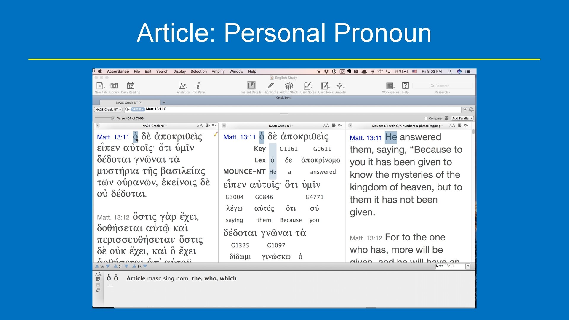 Article: Personal Pronoun 