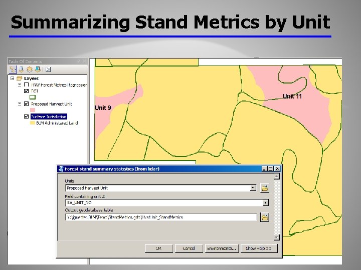 Summarizing Stand Metrics by Unit 