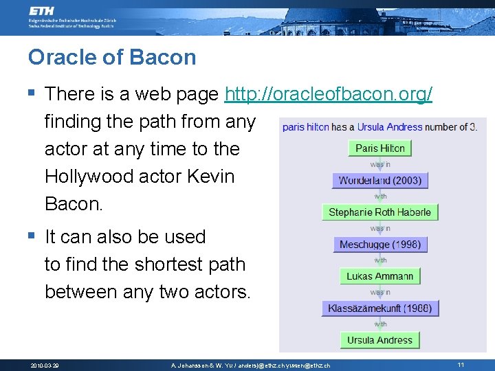 Oracle of Bacon § There is a web page http: //oracleofbacon. org/ finding the