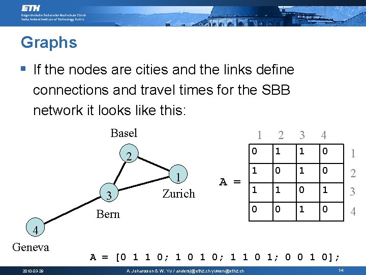 Graphs § If the nodes are cities and the links define connections and travel