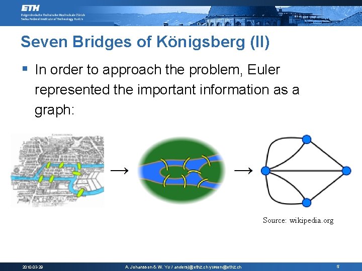 Seven Bridges of Königsberg (II) § In order to approach the problem, Euler represented